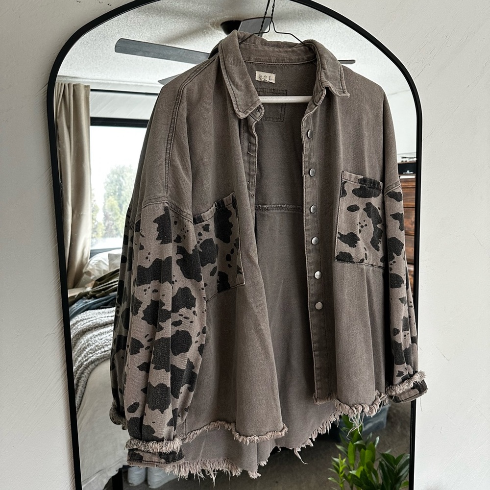 POL Denim Cow Print Shacket